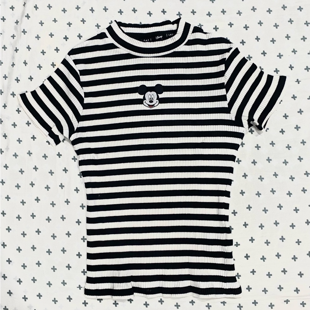 NWOT Lazy Oaf x Disney Mickey Mouse cropped ribbed fabric fitted top size M